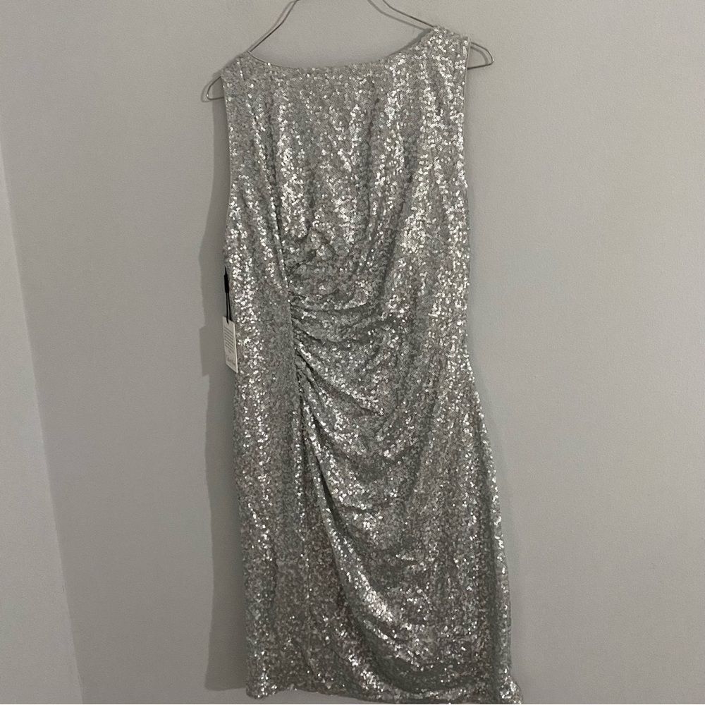 Calvin Klein Silver Sequin Midi Dress - Picture 3 of 5